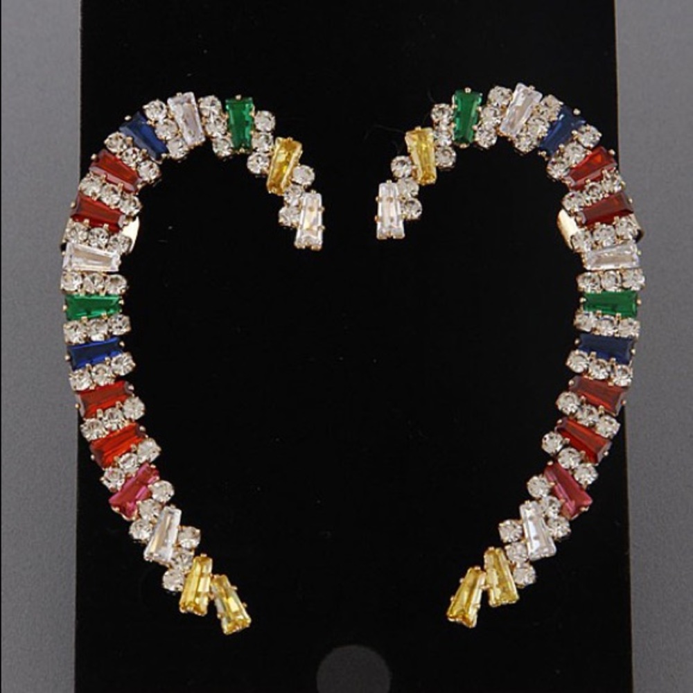 Rhinestone Crescent Earrings (E6)